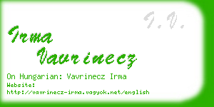 irma vavrinecz business card